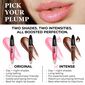 Luminess Cosmetics Hot Kiss Brown Sugar Lip Plumper applicator and product bottle with caution message stating the lip plumper may cause a tingling sensation and is 100% needle free. image number null